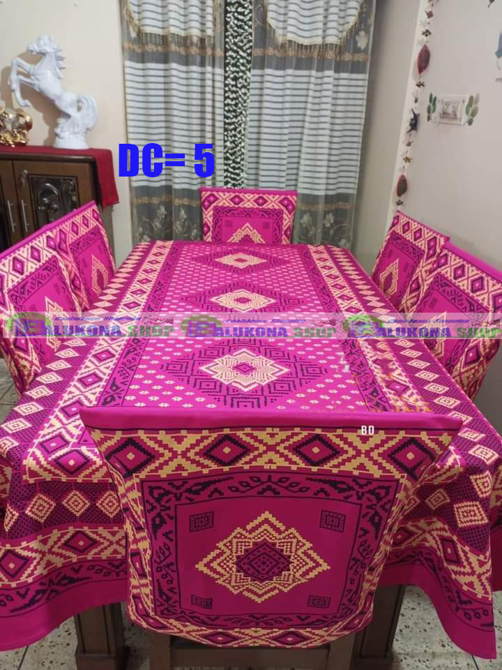 Screen Print Dining Table Runner And 06 Chair Cover