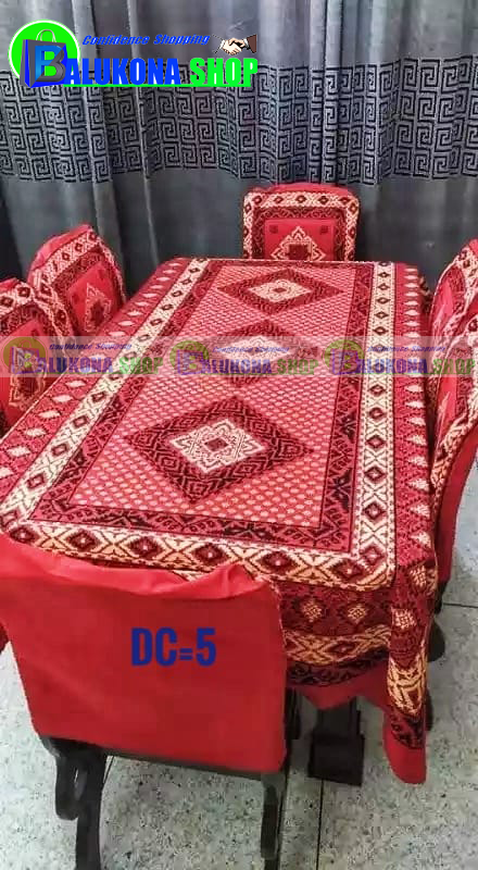 Screen Print Dining Table Runner And 06 Chair Cover