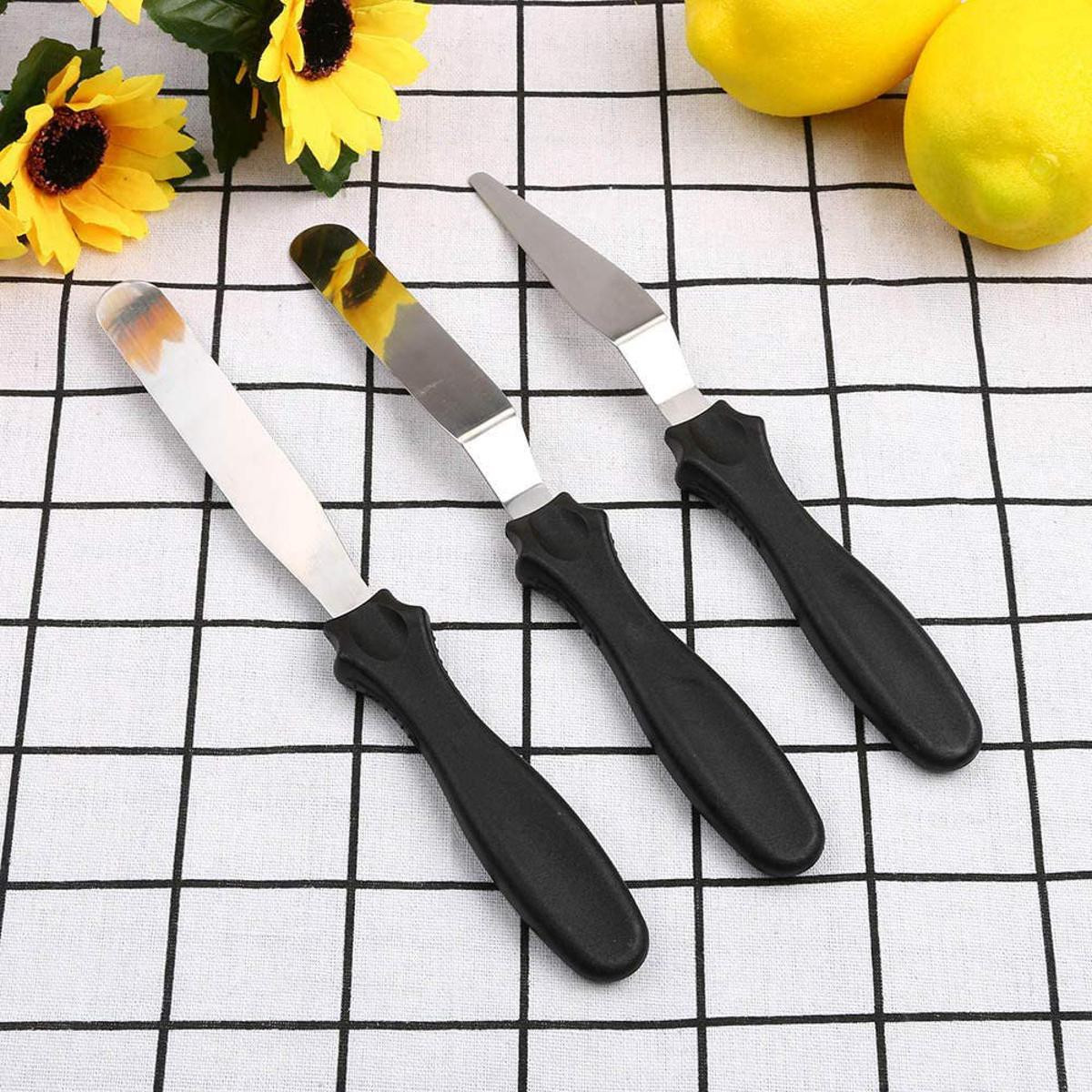 Kitchen Knife 3Pcsset Cake Spatula Palette Knife Cakes Icing Pastry Tools Fondant Cake Decorating Tools